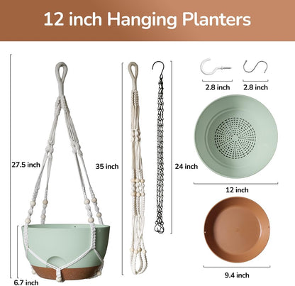 12 Inch Hanging Baskets for Plants Outdoor, Hanging Planters for Indoor Outdoor Plants, Hanging