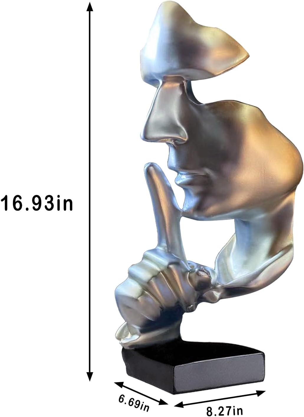 aboxoo Abstract Statues Silence is Gold Decorative Objects,Modern and Simple Resin Figurine,Desk