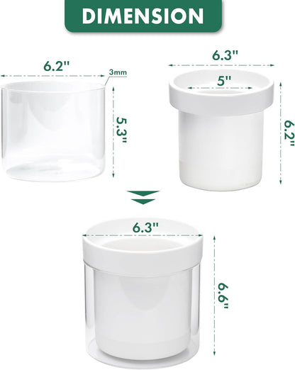 Phoenix Vine 6 Inch Self Watering Planter, White Terracotta Clay Pot with Glass Reservoir for