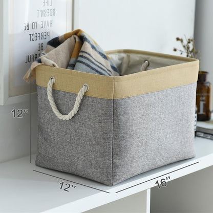 TheWarmHome Storage Basket for Organizing - Fabric Large Cubes 3 Pack 16x12x12 inch Baskets, Cube