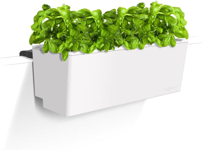 Glowpear Self Watering Railing Planter Box - 23.6", White - UV Stable, Scalable Plant Pot with