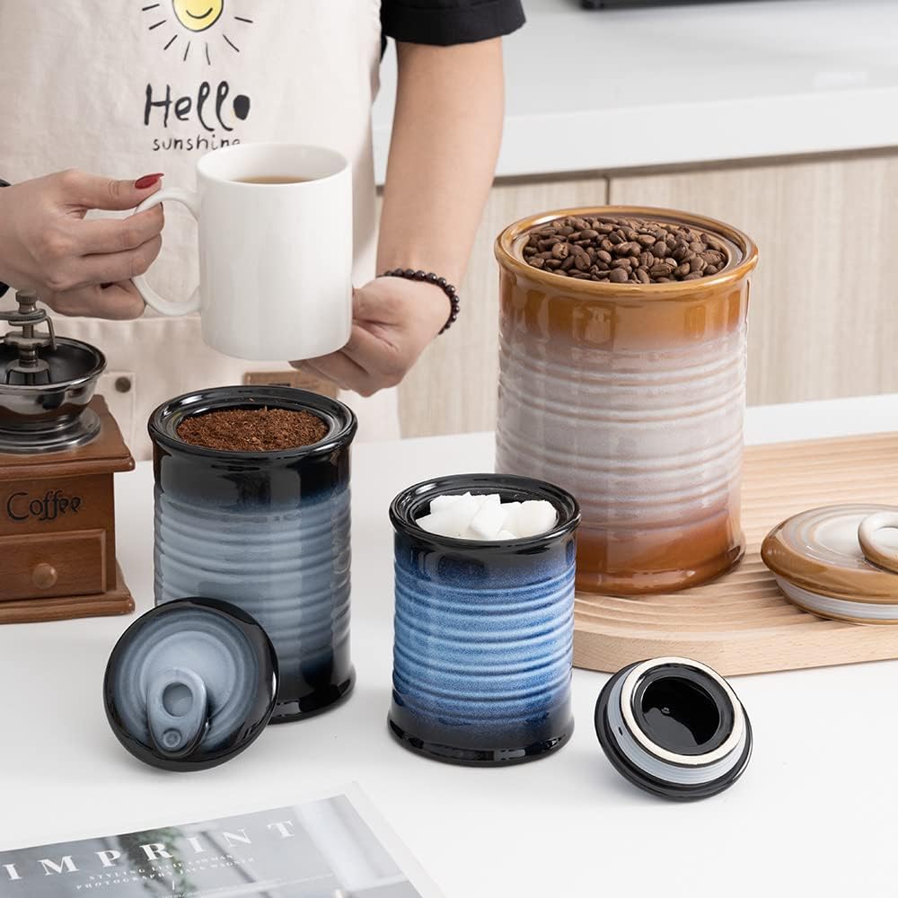 Nihow Food Storage Jar Sets: Ceramic Container with Air Tight Lid for