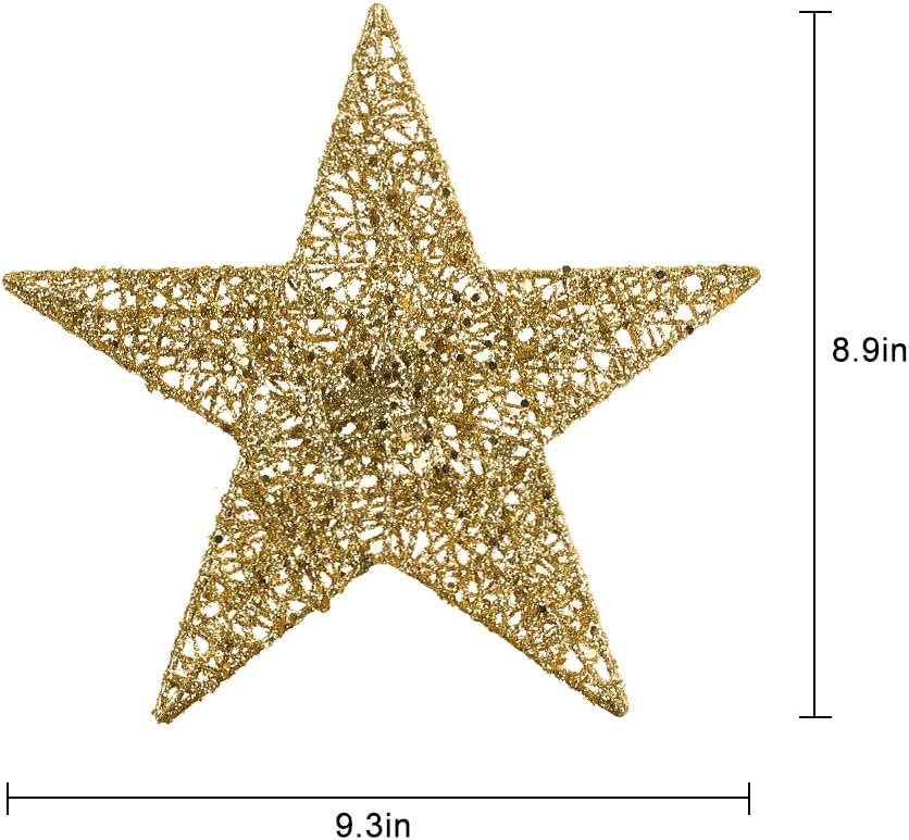 Christmas Tree Topper, hogardeck Gold 5-Pointed Star Tree Topper for Christmas Decor, Tree Toppers