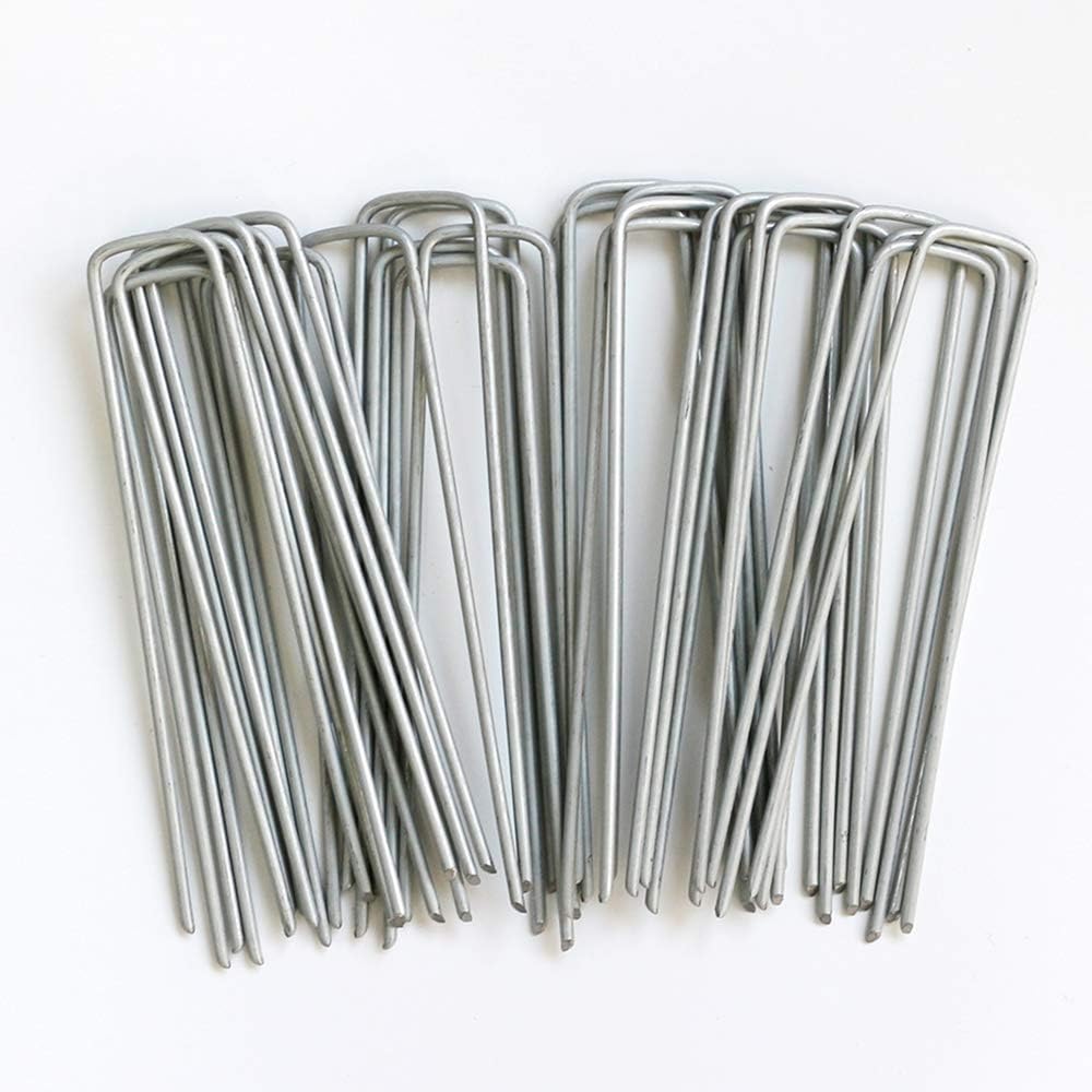 Petgrow 6 Inch Garden Stakes Galvanized Landscape Staples,U-Type Turf Staples for Artificial Grass