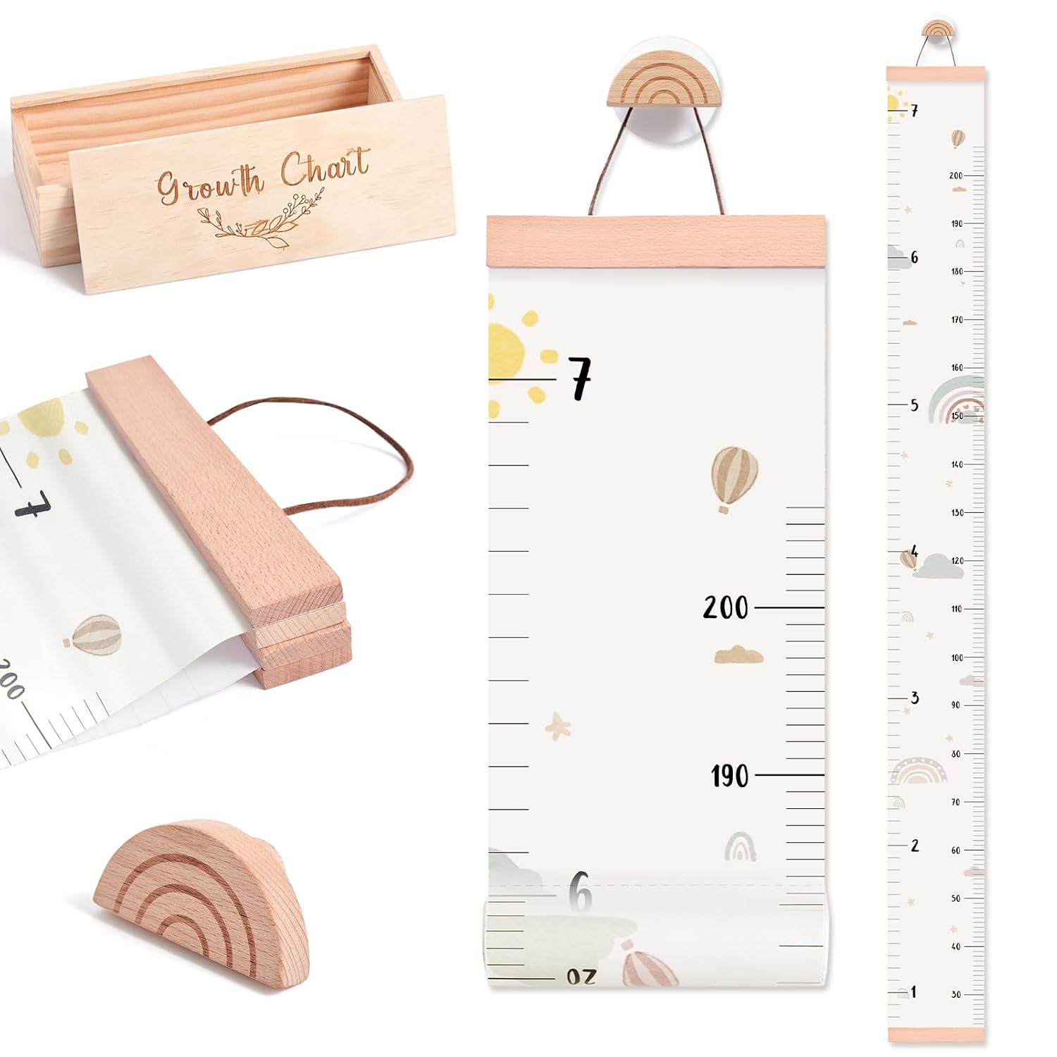 Growth Chart for Wall 7 Ft Height Chart with Keepsake Box & Hook Waterproof Canvas Measure Wall
