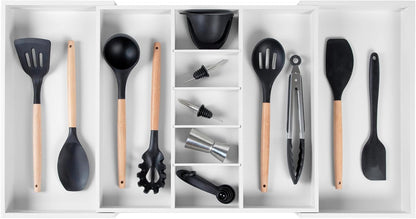 Adjustable Kitchen Drawer Organizer for Utensils and Junk, Food-Safe Contract Grade with 100%
