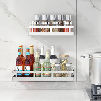 Spice Rack Organizer, SUS304 Stainless steel Wall Mount Spice Rack Storage Basket - Seasoning