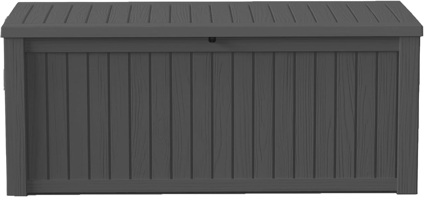 150Gal Outdoor Deck Box Waterproof, Lager Patio Storage Box Indoor and Outdoor Use, Lockable Resin