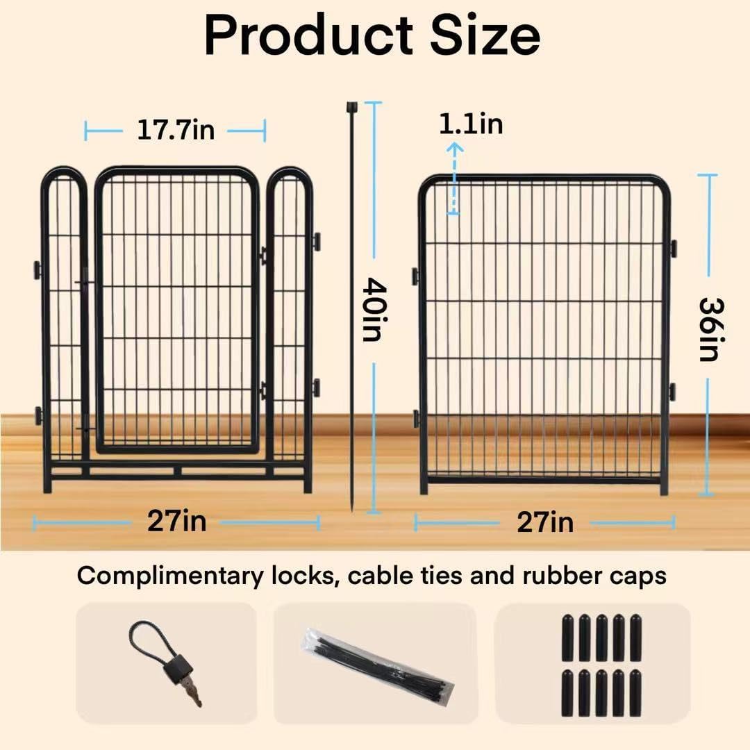 Garden Fencing 36 inch High, 8 Panels Total 17.7 Ft(L) Tall Garden Fence for Dogs, Wide Door Low
