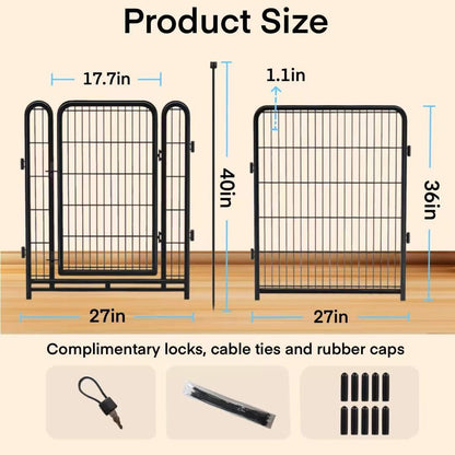 Garden Fencing 36 inch High, 8 Panels Total 17.7 Ft(L) Tall Garden Fence for Dogs, Wide Door Low