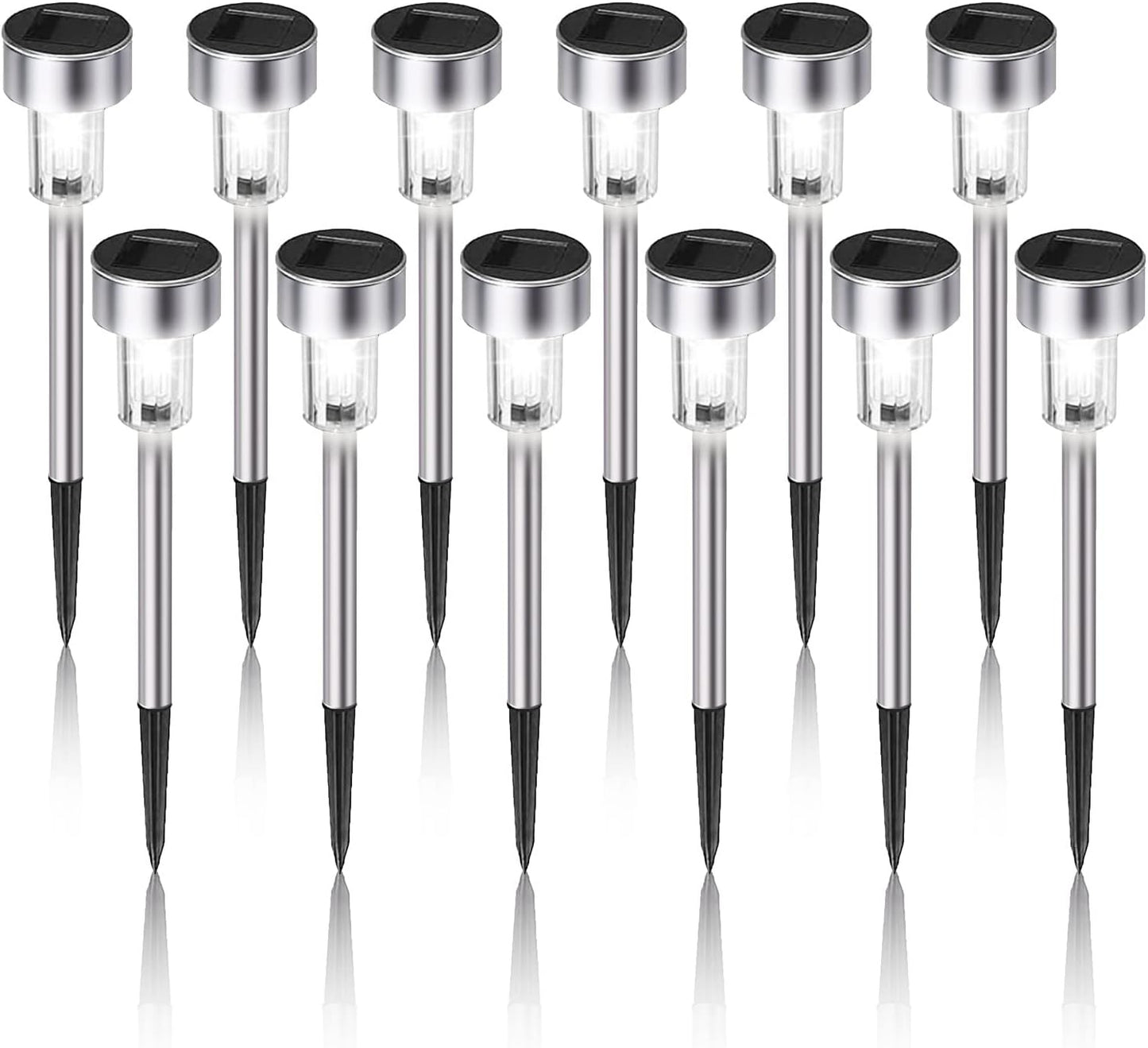 Solar Lights Outdoor Waterproof, Stainless Steel LED Landscape Lighting, Solar Garden Lights Solar