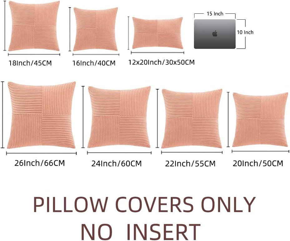 Fancy Homi 2 Packs Coral Decorative Throw Pillow Covers 16x16 Inch for Living Room Couch, Rustic