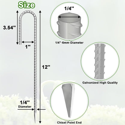 VVOKGO Rebar-Stakes-12-Inch J Hook Galvanized Tent Stakes Heavy Duty, 95-Pack Ground Chain Link