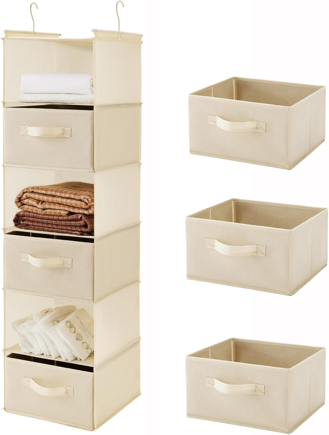 MAX Houser 6 Tier Shelf Hanging Closet Organizer, Closet Hanging Shelf with 2 Sturdy Hooks for