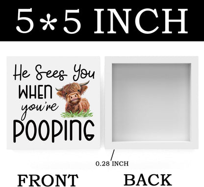 Funny Highland Cow Bathroom Decor Are You Pooping Sign Highland Cow Gifts for Women Highland Cow