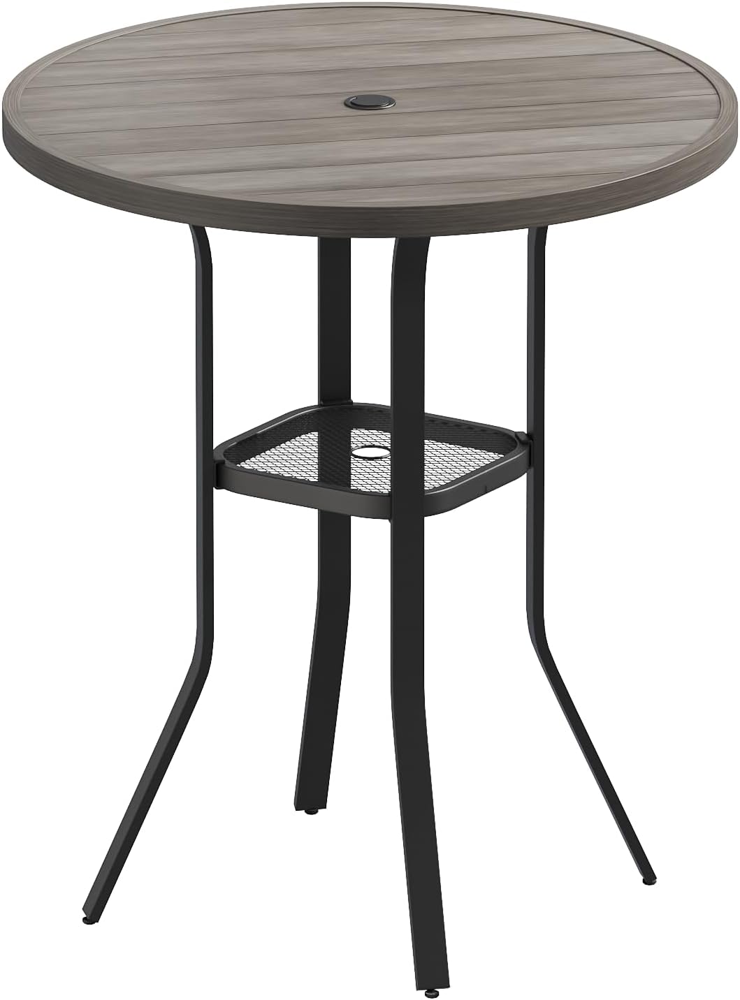 VICLLAX 35.5" Round Outdoor Bar Table, Bar Height Patio Table with Adjustable Umbrella Hole for
