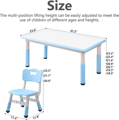 Children's Table and Chair Set Suitable for Boys and Girls Age 2-12 Height Adjustable Table top Can