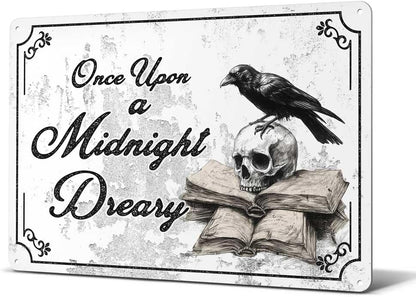 Heuhuww Vintage Gothic Wall Decor-Once Upon A Midnight Dreary Gothic Metal Sign for Home Room,The