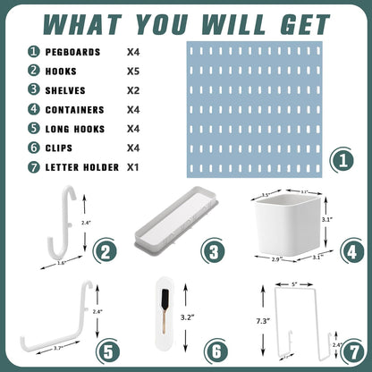 Pegboard Combination Kit, 25.2" x 25.2" Wall Mounted Storage Set with 4 Pegboards & 20 Accessories
