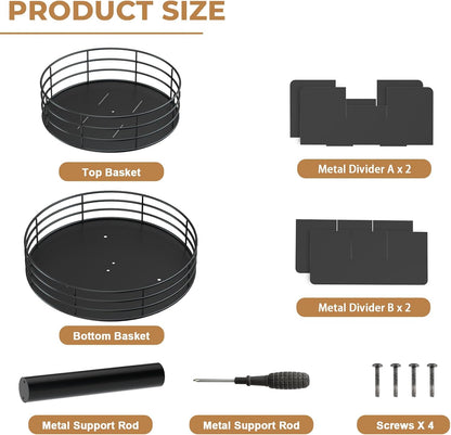 Snack Organizer - Versatile Snack Storage 2 Tier Lazy Susan with Convenient Grab-and-Go Design