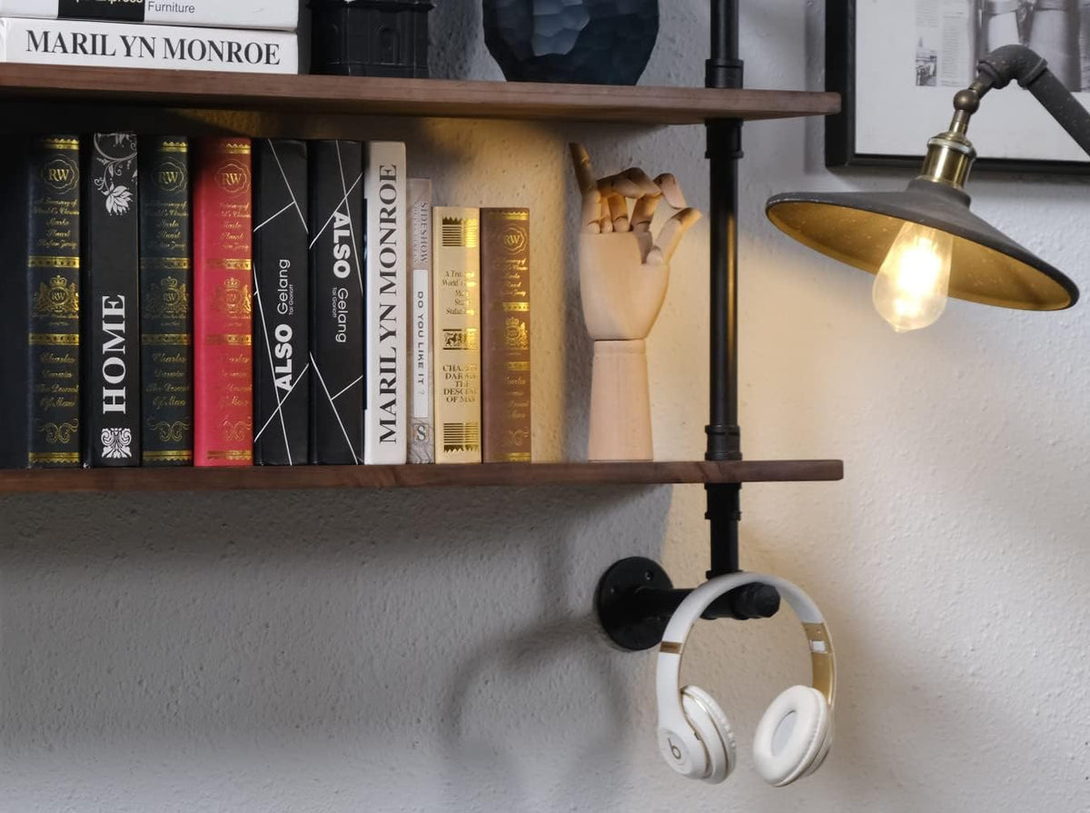 Industrial Pipe Wall Shelves With Real Wood Plank, 48 Inches Floating Shelves for Wall, 4 Tier