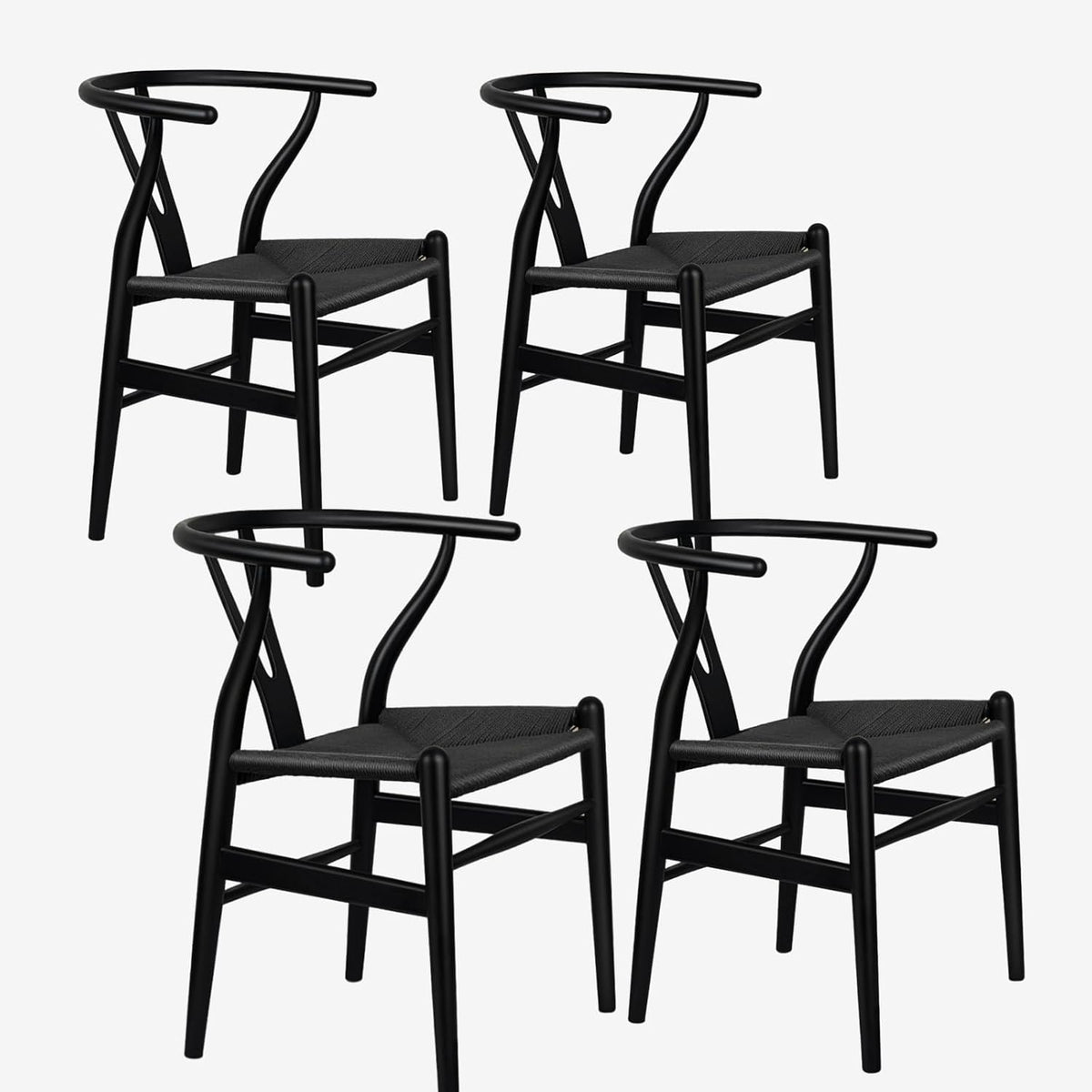 Wishbone Chair Natural Solid Wood Dining Chair/Hans Vegner Y Chair Rattan and Wood Accent Armrest