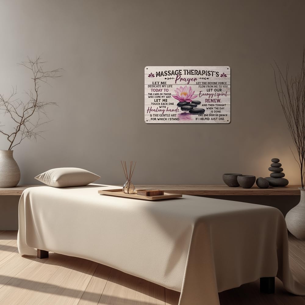 Heuhuww Massage Therapist Prayer Vintage Style Aluminum Sign for Home Office Room Wall Decor