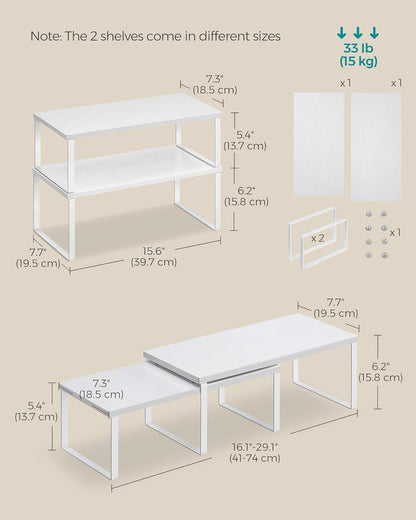 SONGMICS Cabinet Organizer Shelf, Set of 2 Kitchen Counter Shelves, Kitchen Storage, Spice Rack