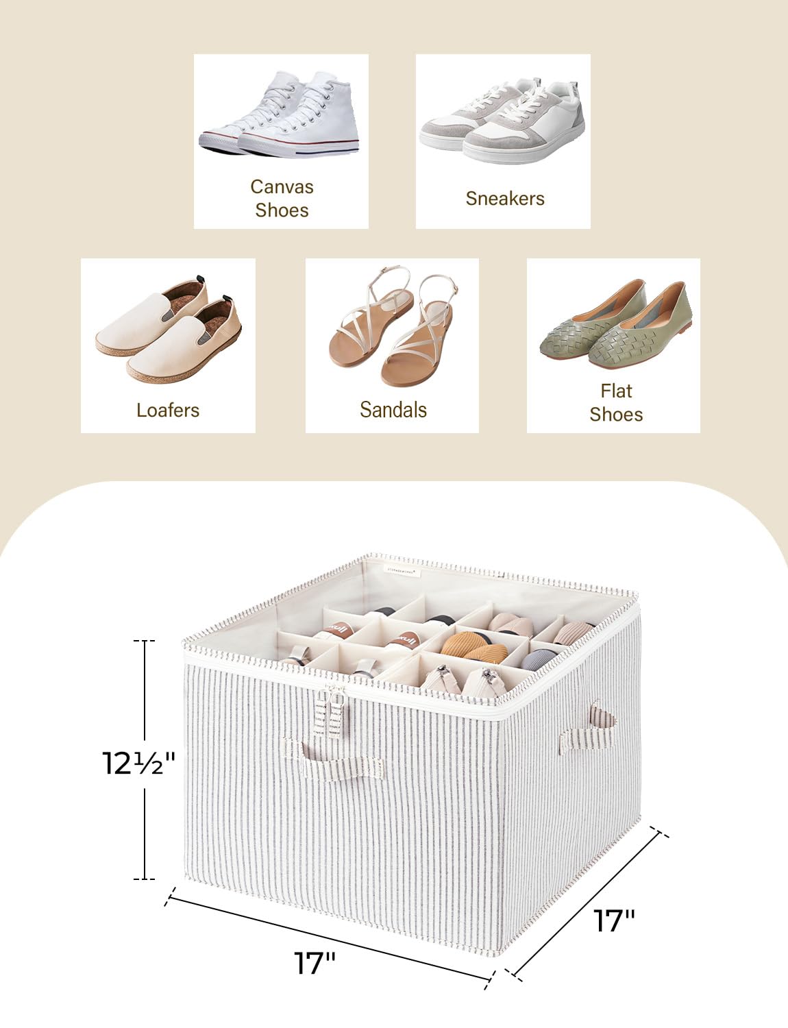 StorageWorks Shoe Organizer for Closet, Fits up to 16 Pairs, Shoe Cubby Storage Containers with
