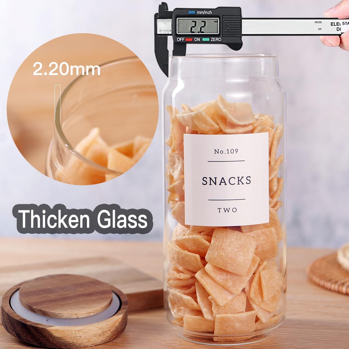 3 Set Glass Pantry Storage Jars with Acacia Airtight Lid - 35oz Thicken Glass Kitchen Canisters