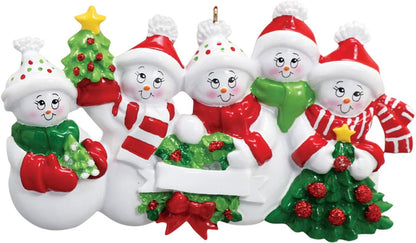 3D Snowman Family of 5 Ornament 2025 Personalized Family Christmas Ornaments 2025 | Snow People