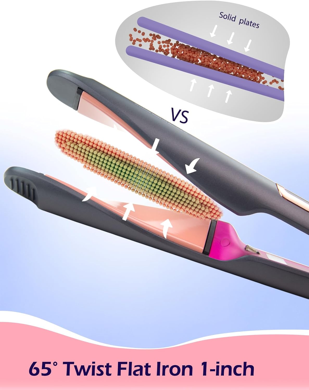 ANGENIL Pro Twist Ceramic Flat Iron 1 Inch, Dual Voltage Hair Straightener and Curler 2 in 1