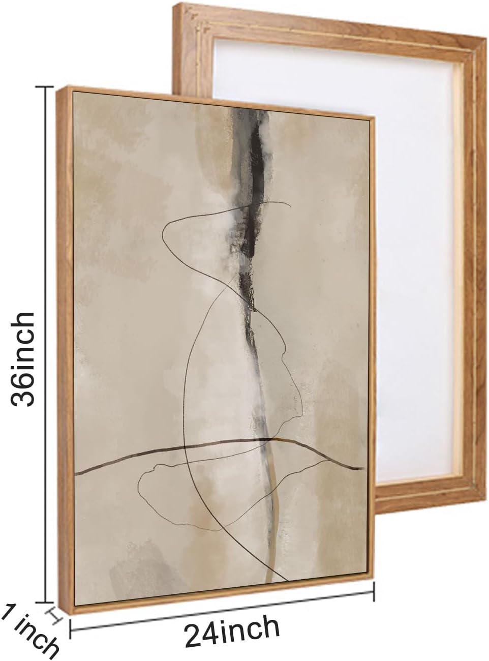 HPINUB Large Modern Abstract Shapes Framed Canvas Wall Art Set,Neutral Black and White Wall