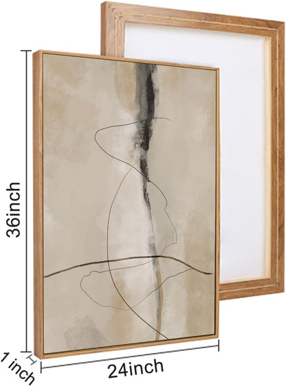 HPINUB Large Modern Abstract Shapes Framed Canvas Wall Art Set,Neutral Black and White Wall