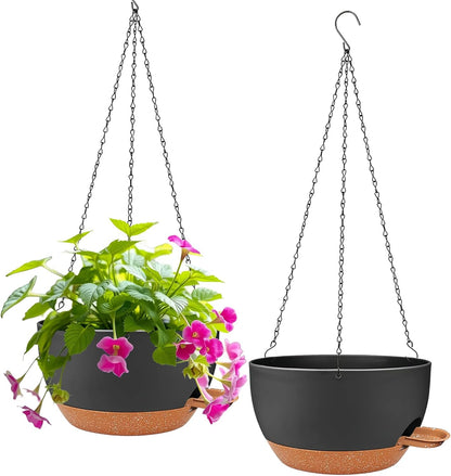 2 Pack Hanging Planters for Indoor Outdoor Plants, 12 Inch Self Watering Hanging Pot with Drainage