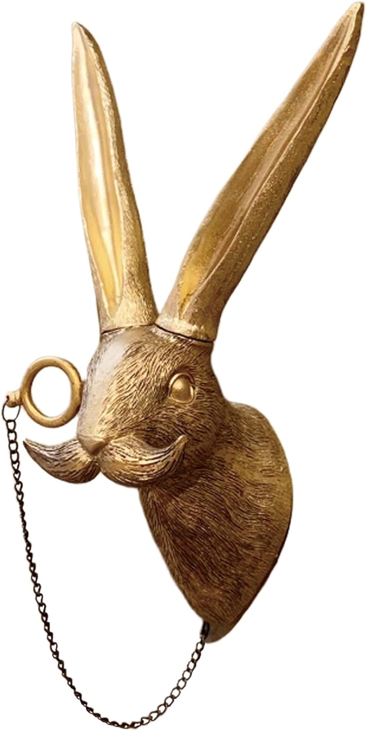 GUASDIE Animal Heads Wall Decor, Faux Deer & Rabbit Heads, Resin Animal Wall Hanging Decoration for