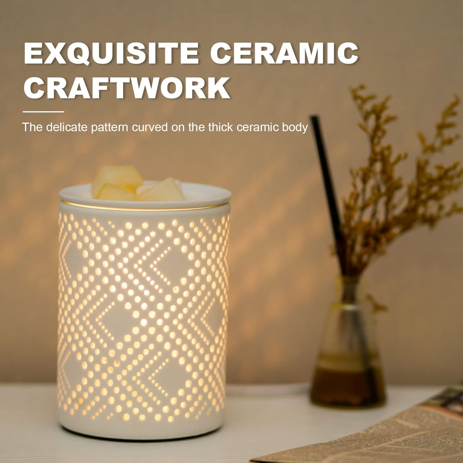 PALANCHY Wax Melt Warmer Ceramic Oil Burner Electric Candle Wax Warmer Burner Melter Fragrance