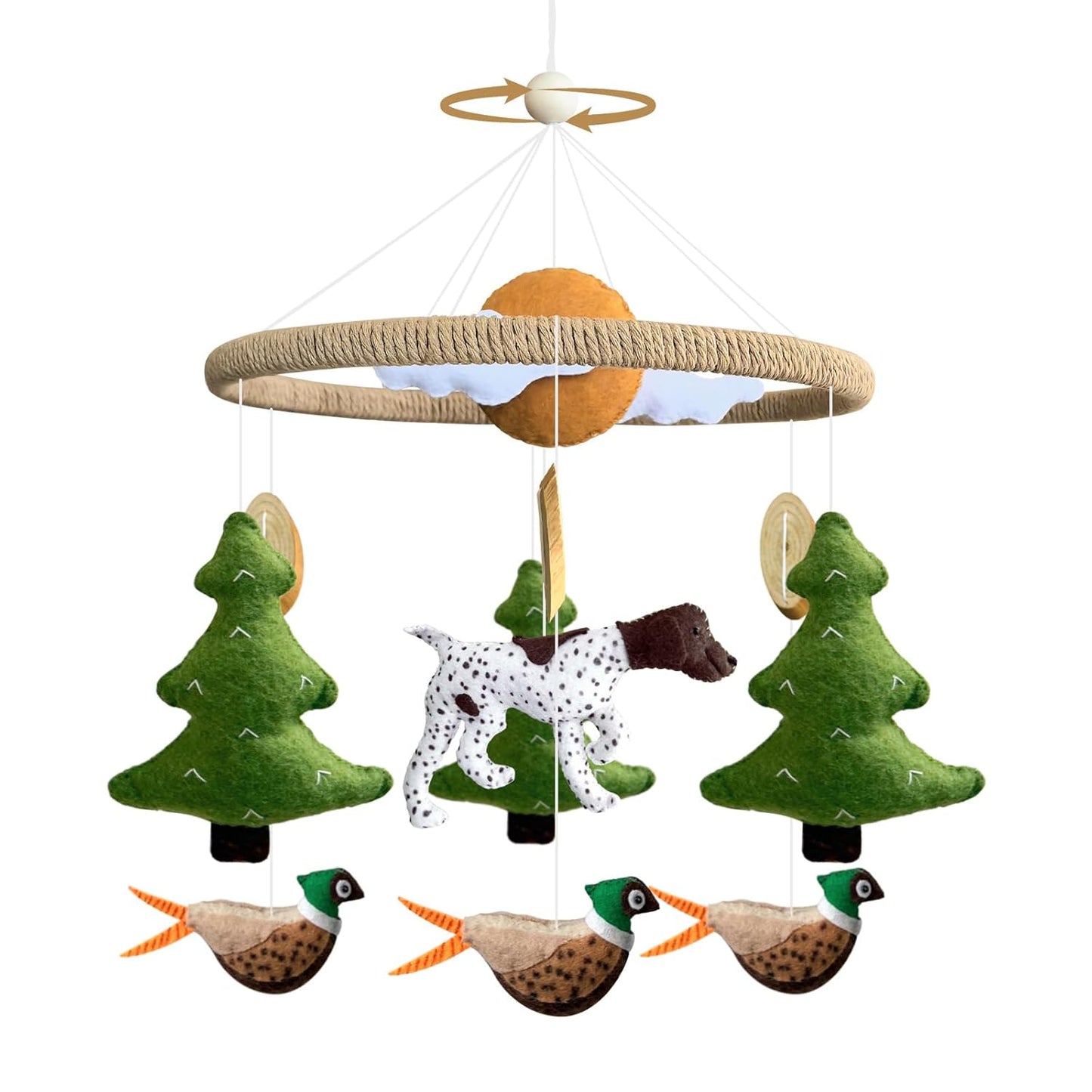 Baby Mobile for Crib Hunting Baby Crib Mobile for Boys Girls Handmade Felt Woodland Nursery Decor