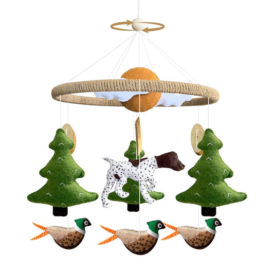 Baby Mobile for Crib Hunting Baby Crib Mobile for Boys Girls Handmade Felt Woodland Nursery Decor