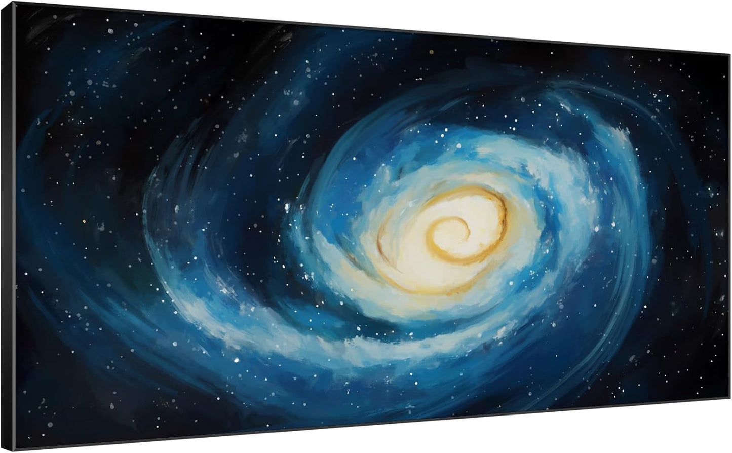 SIGNWIN 36"x72" Extra Large Framed Wall Art Spiral Galaxy Vivid Blue and Yellow Cosmic Space