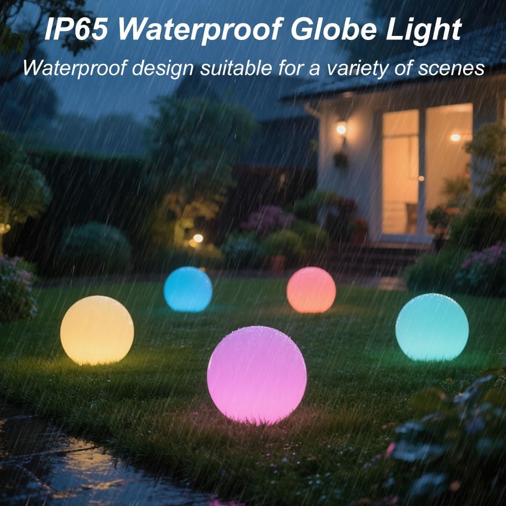 10 In LED Globe Light w/Remote, 16 RGB Colors 4 Modes & 8 Dimmable Brightness LED Ball Light Sphere