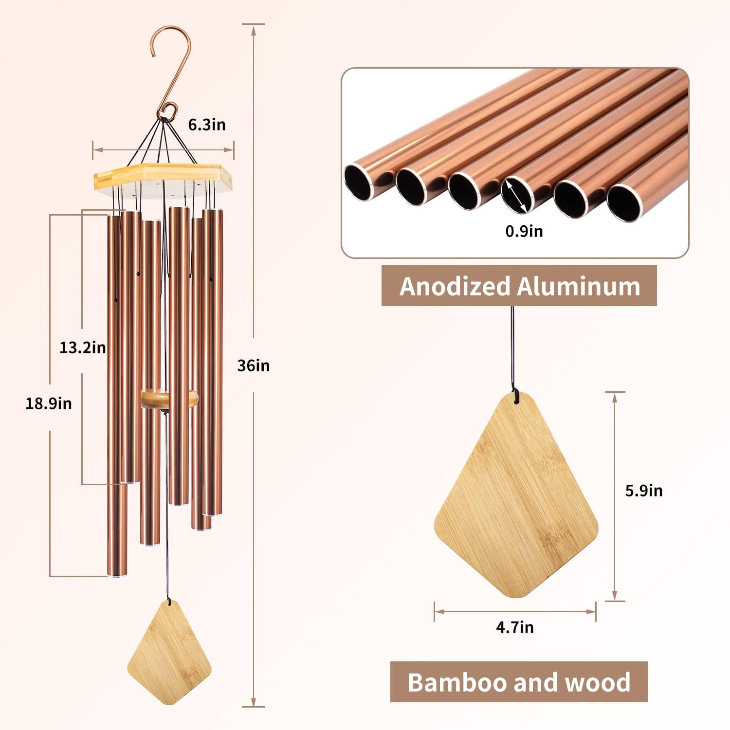 Wind Chimes Outdoor Large Deep Tone, 36 Inches WindChimes Outdoor Memorial Wind Chime for