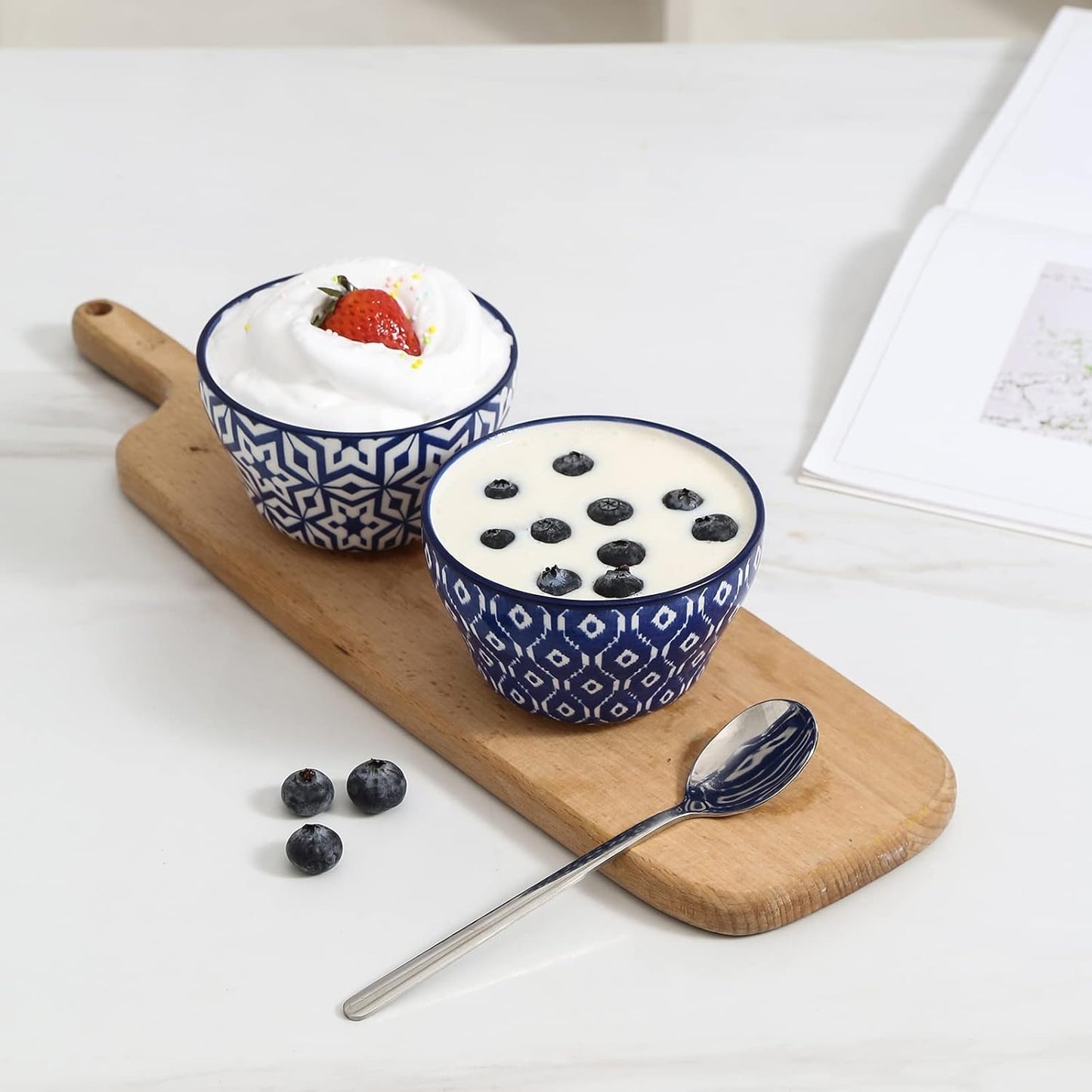 Selamica Ceramic 8oz Bouillon Cups 4 Inch Small Bowls, Dessert bowls for Soup Dipping Sauce Coffee