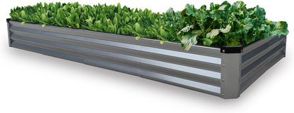GARDMAX 8x4x1FT Galvanized Raised Garden Bed Kit, Metal Planter Boxes Outdoor with Easy Assembly
