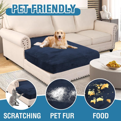 H.VERSAILTEX Velvet Stretch Individual Chaise Cover Sectional Couch Covers for L Shaped Sofa Both