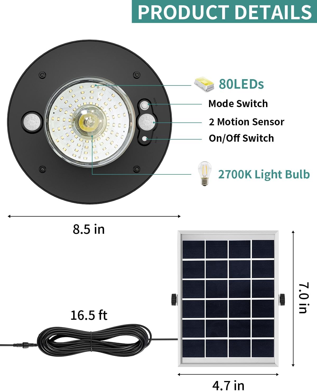 Solar Shed Light Outdoor Indoor 3000LM Solar Lights Daytime Available with Remote Control, Double