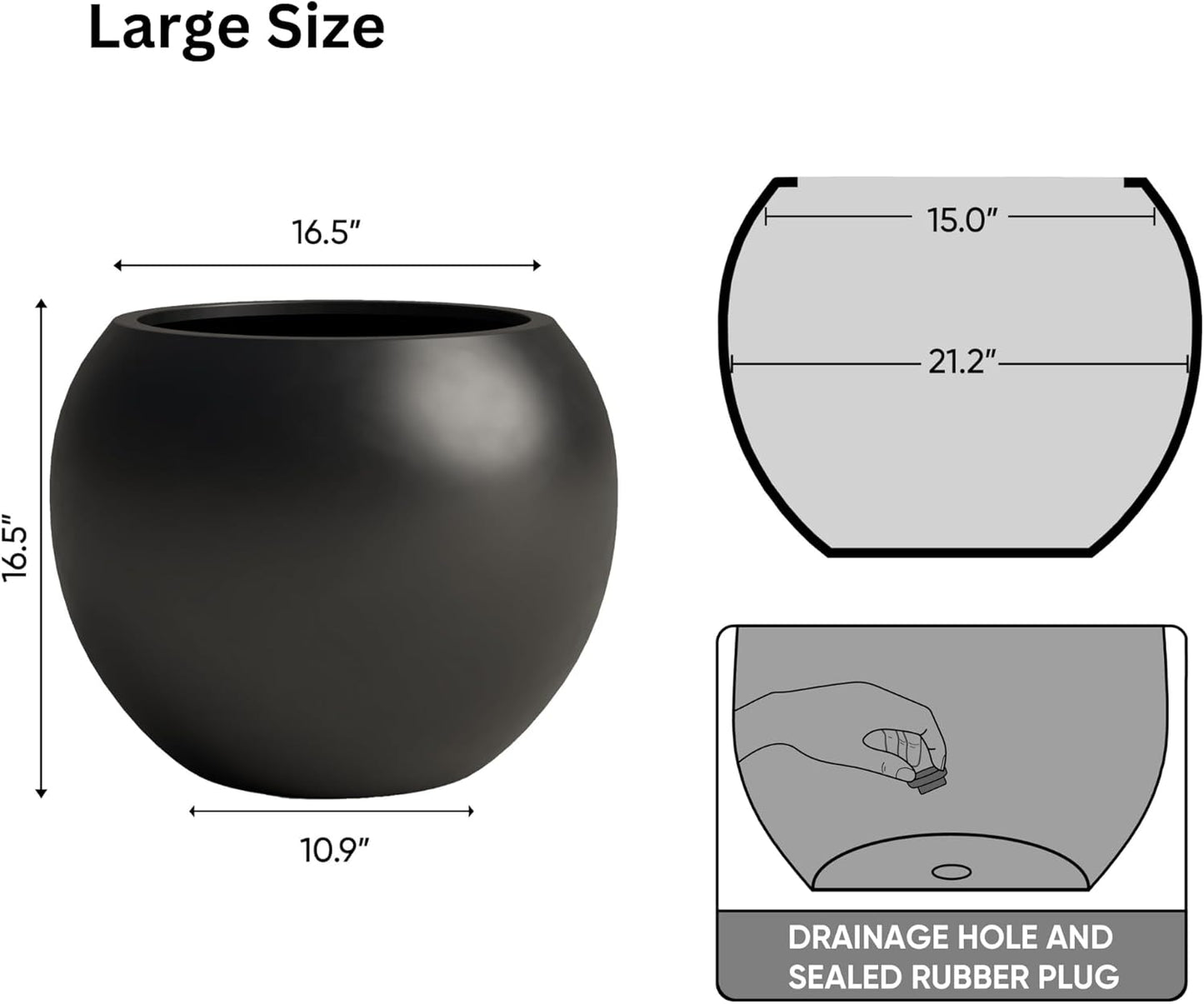 DTY Signature Mount Sherman Lightweight Durable Modern Fiberstone Sphere Planter for Indoor &