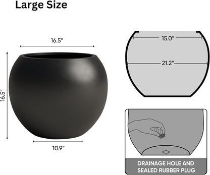 DTY Signature Mount Sherman Lightweight Durable Modern Fiberstone Sphere Planter for Indoor &