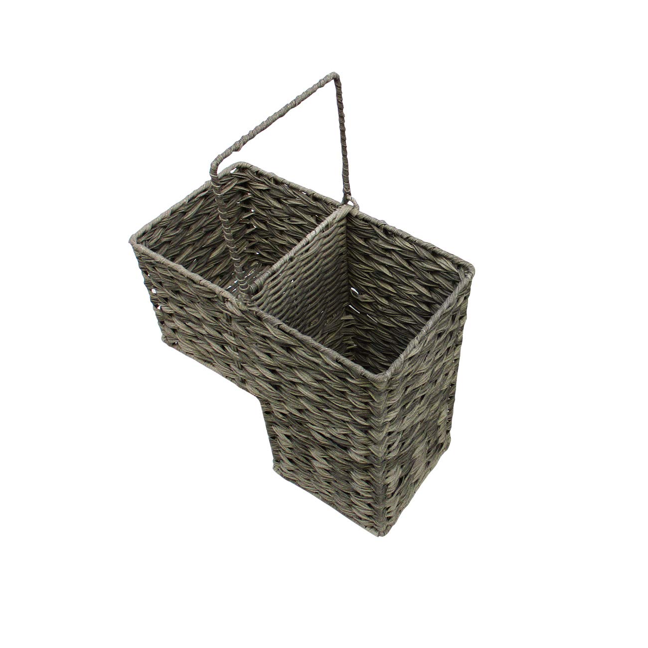 Trademark Innovations 14.5" Plastic Wicker Storage Stair Basket With Handles (Grey)