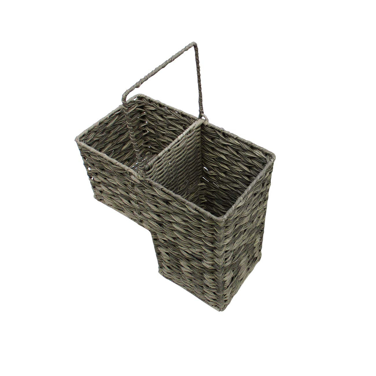 Trademark Innovations 14.5" Plastic Wicker Storage Stair Basket With Handles (Grey)